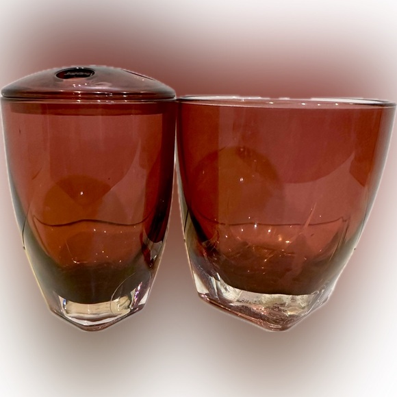 VTG CRANBERRY PURPLE ACRYLIC APOTHECARY TOOTHBRUSH HOLDER TUMBLER SET FLAWED 4” - Picture 4 of 7